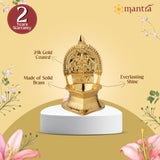 MANTRA MUKTI Kamakshi Amman Vilakku for Pooja | Brass Made Akhand Diya for Puja (Gold Plated with 1-Year Plating Warranty) | Oil Lamp for Akhand Jyoti/Deepam (4.8” Height)