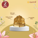 MANTRA MUKTI Aishwarya Gajalakshmi Vilakku for Pooja | Brass Made Akhand Diya for Puja (Gold Plated with 1-Year Plating Warranty) | Oil Lamp for Akhand Jyoti/Deepam (3.2” Height)