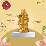 Mantra DIVIT Radha Krishna Idol | Pure Brass Made Radhakrishna Murti (24K Gold Plated), Radhe Krishna Statue for Home Decoration, Car Dashboard, Office Desks, Pooja Room, Gifting (4” Height)