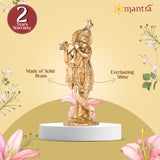 MANTRA DIVIT Lord Krishna Idol For Home | Pure Brass Made Krishna Statue (Polished Lacquer Finish), God Krishna Murti For Home Decoration, Office Desks, Pooja Room, Gifting (10” Height)