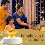 MANTRA MUKTI Lotus Kamal Oil Lamp for Home | Pure Brass Made Lotus kamal Diya (Micro Gold Finish), Lotus kamal deepam for Home Decoration, Pooja Room, Gifting (2.4” Height)