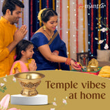 MANTRA MUKTI Chandhan Cup with Embossed Design | Solid Brass Bowl For Pooja (24K Gold Coated With 1-Year Warranty For Plating) | Brass Katori For Puja | Pasupu Kumkum Bowl (2” Height)