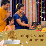 MANTRA MUKTI Aishwarya Gajalakshmi Vilakku for Pooja | Brass Made Akhand Diya for Puja (Gold Plated with 1-Year Plating Warranty) | Oil Lamp for Akhand Jyoti/Deepam (3.2” Height)