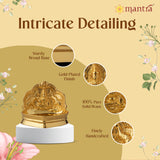 MANTRA MUKTI Aishwarya Gajalakshmi Vilakku for Pooja | Brass Made Akhand Diya for Puja (Gold Plated with 1-Year Plating Warranty) | Oil Lamp for Akhand Jyoti/Deepam (3.2” Height)