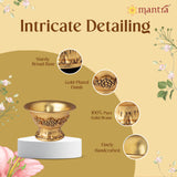 MANTRA MUKTI Chandhan Cup with Embossed Design | Solid Brass Bowl For Pooja (24K Gold Coated With 1-Year Warranty For Plating) | Brass Katori For Puja | Pasupu Kumkum Bowl (2” Height)