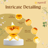 MANTRA MUKTI Lotus Kamal Oil Lamp for Home | Pure Brass Made Lotus kamal Diya (Micro Gold Finish), Lotus kamal deepam for Home Decoration, Pooja Room, Gifting (2.4” Height)