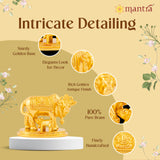 MANTRA DIVIT 24K Gold Plated Kamadhenu Gomatha Cow Idol with Calf Nandini | Surabhi Vastu Statue (2.8” Height, Brass Made)