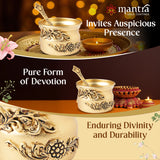 MANTRA MUKTI Panchapatra Set for Pooja | Brass Made Pancha Patram and Spoon (Udharini) for Puja (Gold Coated with 1-Year Warranty for Plating) (2.4” Height)