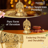 MANTRA MUKTI Kamakshi Amman Vilakku for Pooja | Brass Made Akhand Diya for Puja (Gold Plated with 1-Year Plating Warranty) | Oil Lamp for Akhand Jyoti/Deepam (4.8” Height)