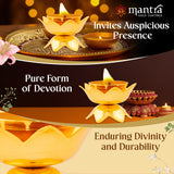 MANTRA MUKTI Lotus Kamal Oil Lamp for Home | Pure Brass Made Lotus kamal Diya (Micro Gold Finish), Lotus kamal deepam for Home Decoration, Pooja Room, Gifting (2.4” Height)