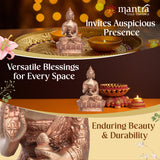 MANTRA DIVIT Buddha Idol For Home | Pure Brass Made Buddha Statue (Dual Tone – Brass & Copper Finish), Buddha idol For Home Decoration, Office Desks, Gifting (7.2” Height)