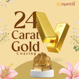 MANTRA MUKTI Aishwarya Gajalakshmi Vilakku for Pooja | Brass Made Akhand Diya for Puja (Gold Plated with 1-Year Plating Warranty) | Oil Lamp for Akhand Jyoti/Deepam (3.2” Height)