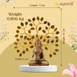 MANTRA DIVIT Buddha With Tree Idol For Home | Pure Brass Made Buddha Statue, Buddha idol For Home Decoration, Office Desks, Gifting (6” Height)