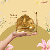 MANTRA MUKTI Aishwarya Gajalakshmi Vilakku for Pooja | Brass Made Akhand Diya for Puja (Gold Plated with 1-Year Plating Warranty) | Oil Lamp for Akhand Jyoti/Deepam (3.2” Height)