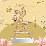 MANTRA Mukti Pooja Bell and Oil Lamp with Stand & Parrot Design| Pure Brass Made Pooja Samagri (Polished Lacquer Finish) for Pooja Room, Gifting (8.4” Height)