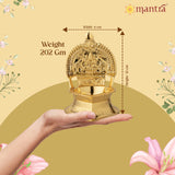 MANTRA MUKTI Kamakshi Amman Vilakku for Pooja | Brass Made Akhand Diya for Puja (Gold Plated with 1-Year Plating Warranty) | Oil Lamp for Akhand Jyoti/Deepam (4.8” Height)