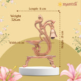 MANTRA Mukti Pooja Bell and Oil Lamp with Stand & Parrot Design| Pure Brass Made Pooja Samagri (Dual Tone – Brass & Copper Finish) for Pooja Room, Gifting (8.4” Height)