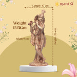MANTRA DIVIT Lord Krishna Idol For Home | Pure Brass Made Krishna Statue (Dual Tone – Brass & Copper Finish), God Krishna Murti For Home Decoration, Office Desks, Pooja Room, Gifting (10” Height)