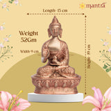 MANTRA DIVIT Buddha Idol For Home | Pure Brass Made Buddha Statue (Dual Tone – Brass & Copper Finish), Buddha idol For Home Decoration, Office Desks, Gifting (7.2” Height)
