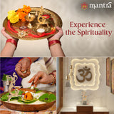 MANTRA Mukti Pooja Bell and Oil Lamp with Stand & Parrot Design| Pure Brass Made Pooja Samagri (Polished Lacquer Finish) for Pooja Room, Gifting (8.4” Height)