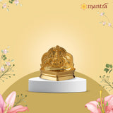 MANTRA MUKTI Aishwarya Gajalakshmi Vilakku for Pooja | Brass Made Akhand Diya for Puja (Gold Plated with 1-Year Plating Warranty) | Oil Lamp for Akhand Jyoti/Deepam (3.2” Height)
