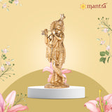 MANTRA DIVIT Lord Krishna Idol For Home | Pure Brass Made Krishna Statue (Polished Lacquer Finish), God Krishna Murti For Home Decoration, Office Desks, Pooja Room, Gifting (10” Height)