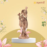 MANTRA DIVIT Lord Krishna Idol For Home | Pure Brass Made Krishna Statue (Dual Tone – Brass & Copper Finish), God Krishna Murti For Home Decoration, Office Desks, Pooja Room, Gifting (10” Height)