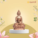 MANTRA DIVIT Buddha Idol For Home | Pure Brass Made Buddha Statue (Dual Tone – Brass & Copper Finish), Buddha idol For Home Decoration, Office Desks, Gifting (7.2” Height)