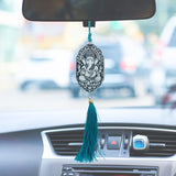 MANTRA Lord Ganesha Car Hanging | Pure Brass & Silver-Coated Ornament for Rear View Mirror | Spiritual Car Décor & New Car Puja Accessory (2.5”)