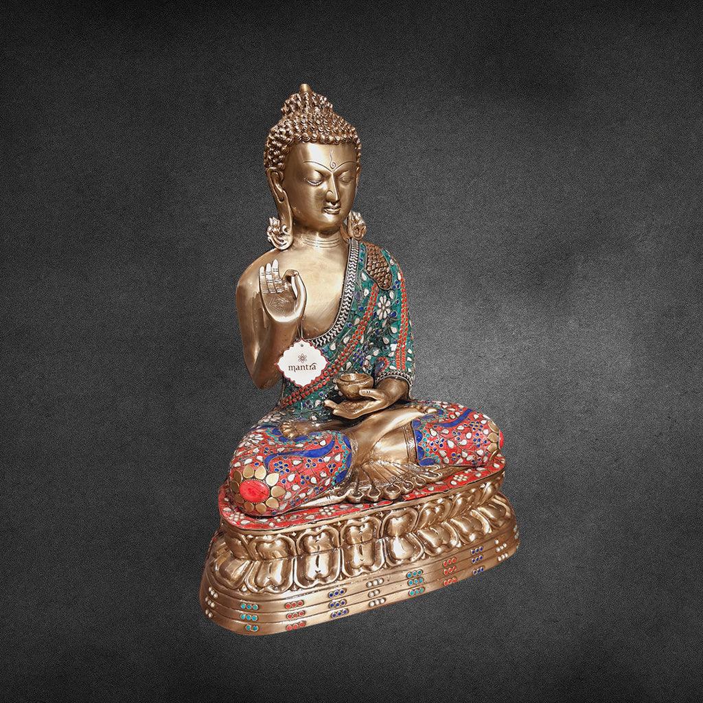 Buddha With Stone 23.2" - mantra gold coatings