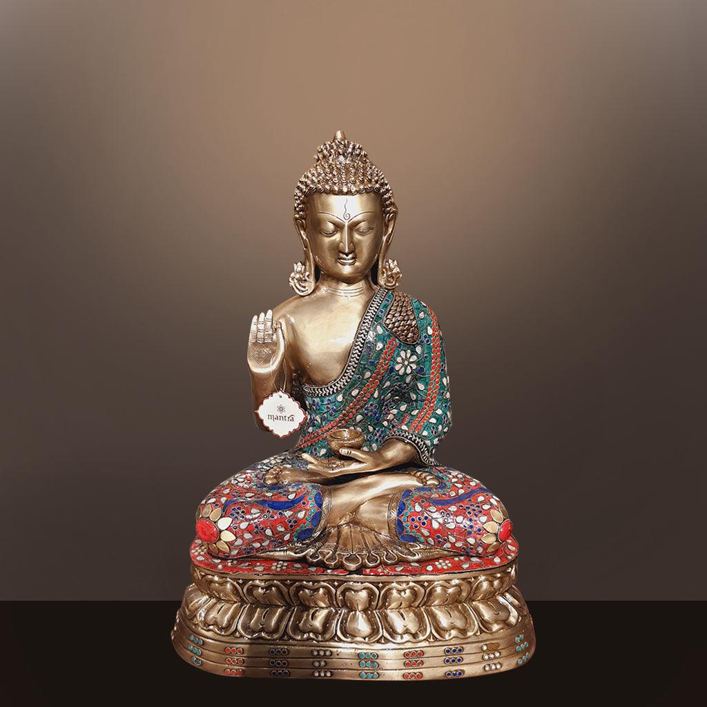 Buddha With Stone 23.2" - mantra gold coatings