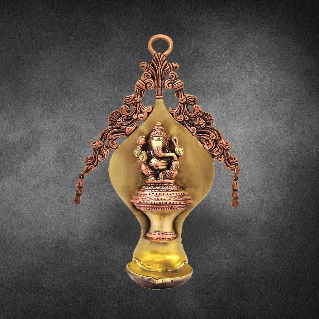 Ganesha Wall Hanging Agal 10.8" - mantra gold coatings