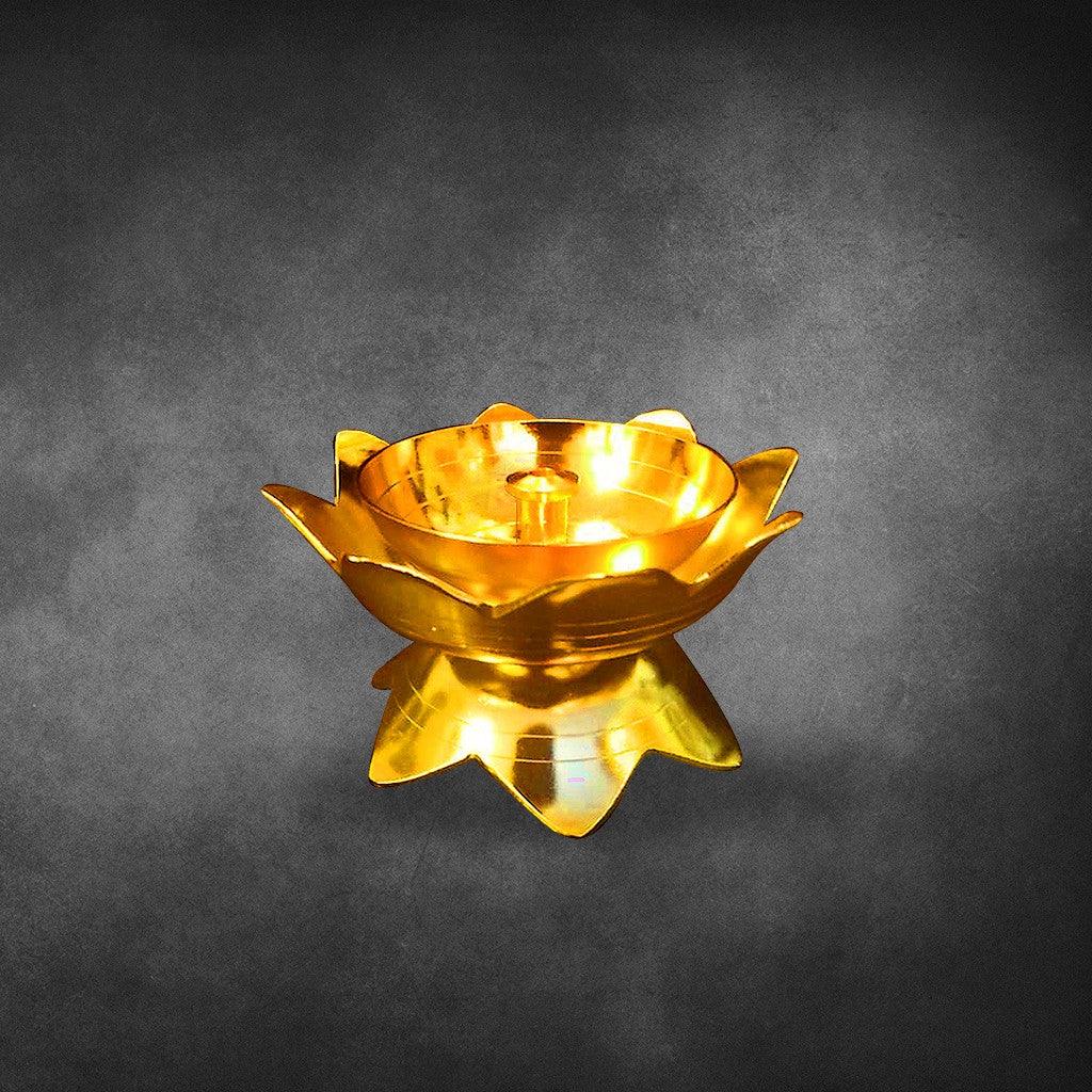 Lotus Kamal Deepam 2.4" - mantra gold coatings 