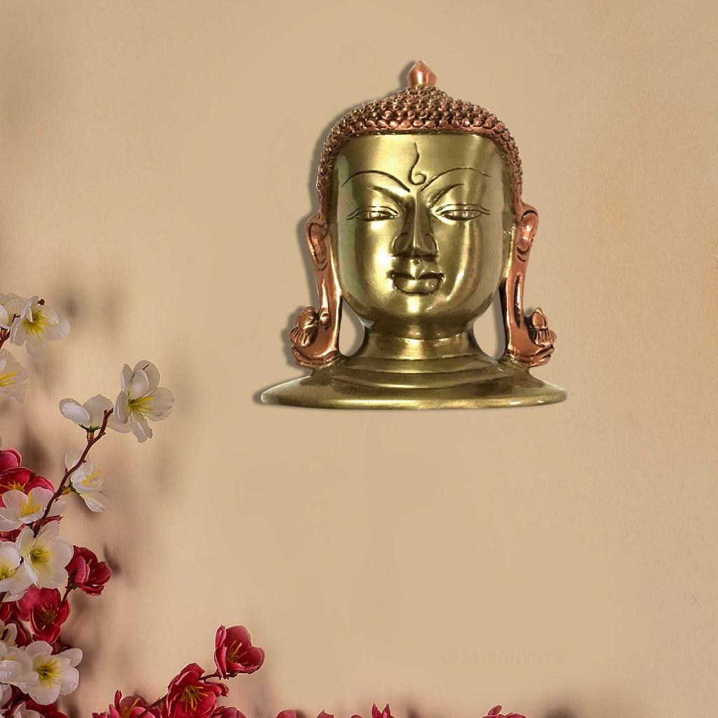 Buddha Mask Wall Hanging 6" - mantra gold coatings 