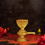 Sivalingam With Snake 3.2" - mantra gold coatings