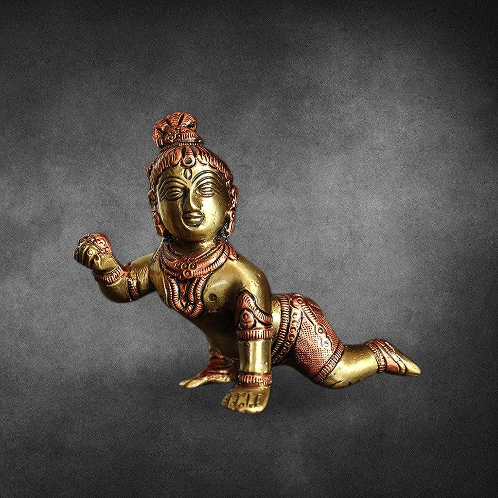 Crawling Krishna  3.6" - mantra gold coatings 