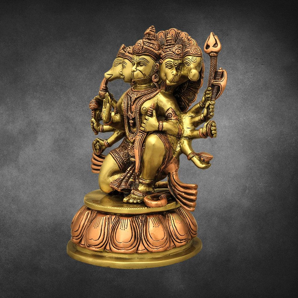 Panchamuga Hanuman 12" - mantra gold coatings