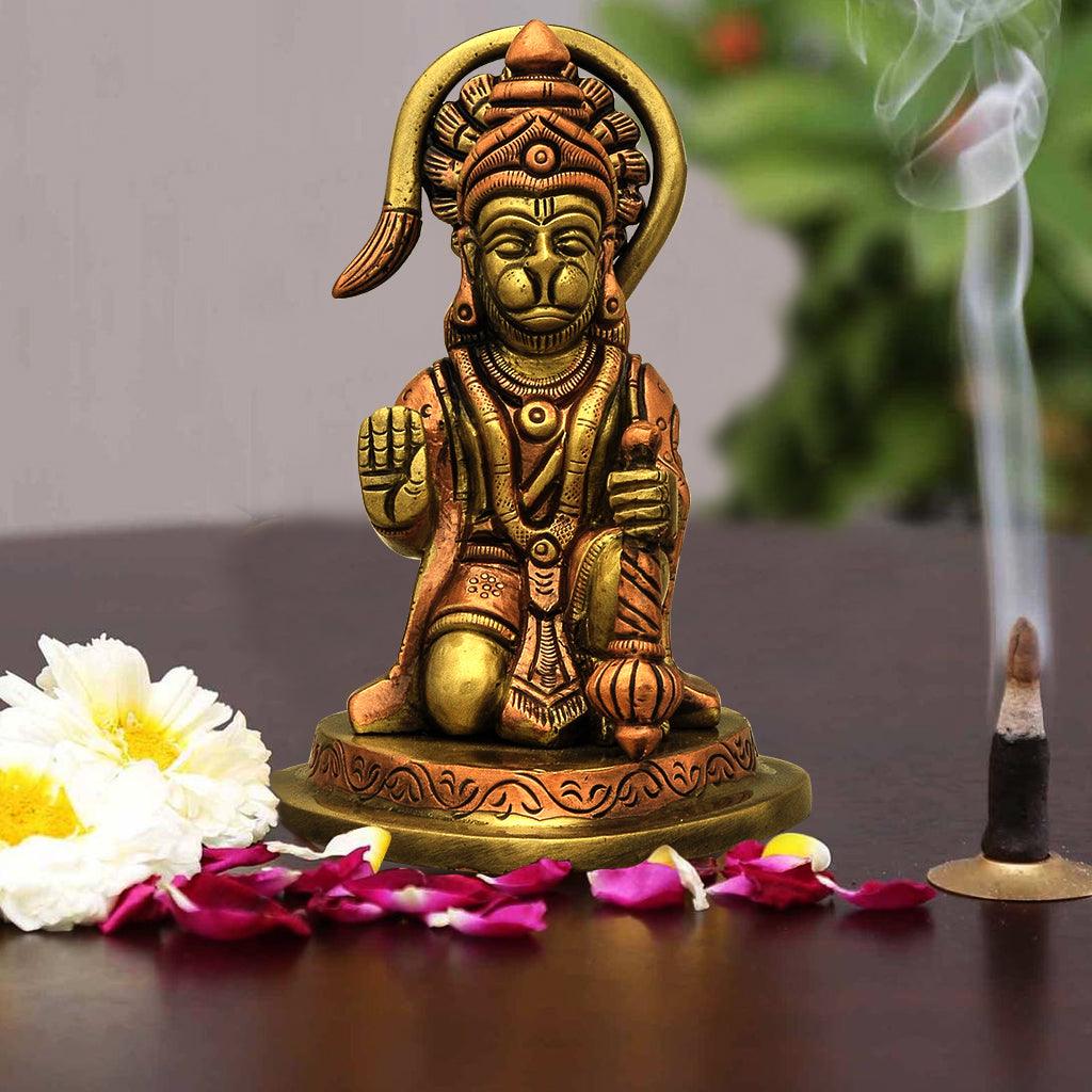 Hanuman Sitting 4" - mantra gold coatings 