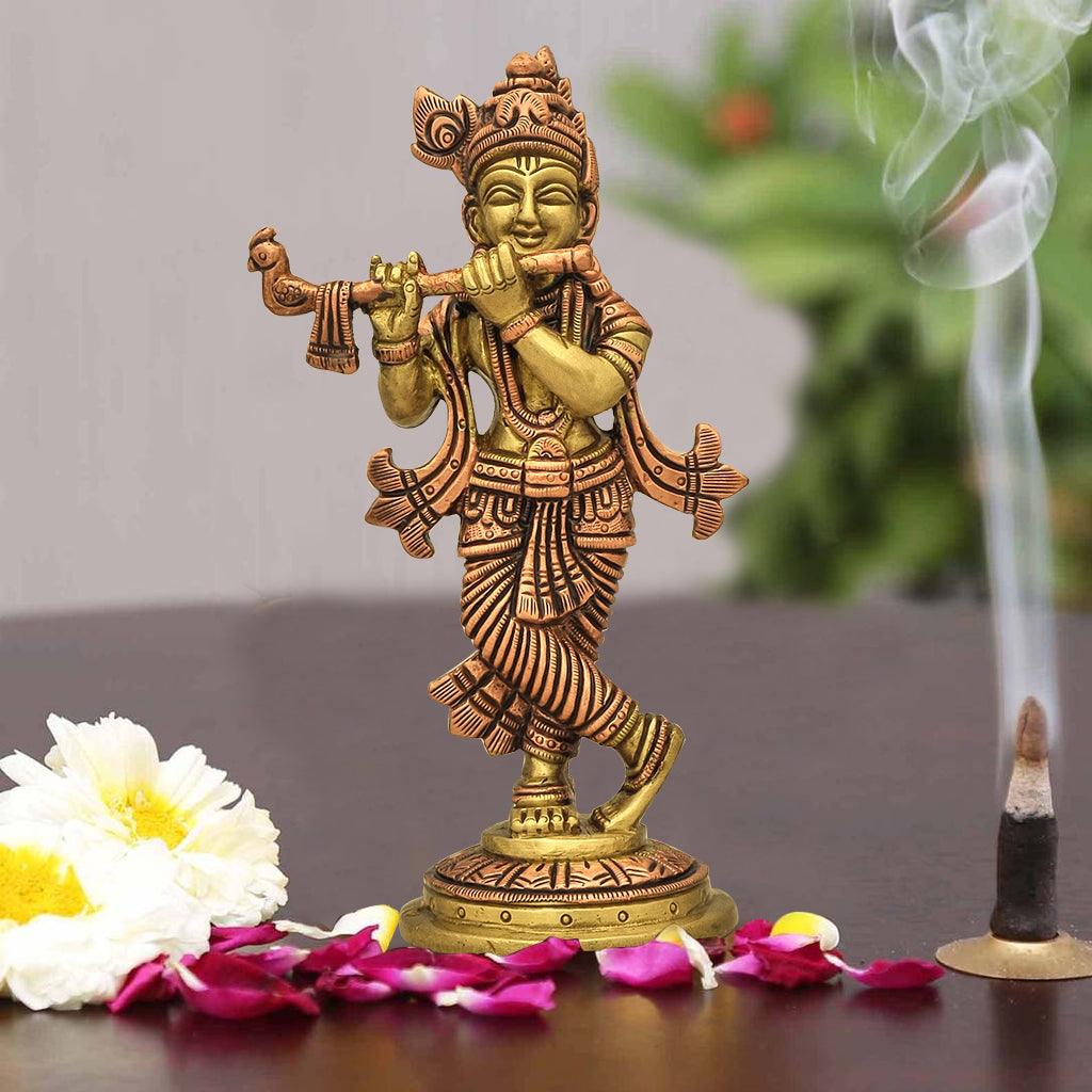 Standing Krishna 6" - mantra gold coatings