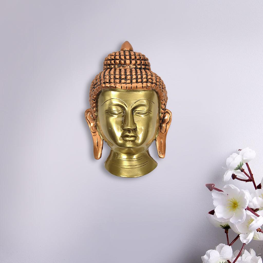 Buddha Mask Wall Hanging 5.2" - mantra gold coatings 