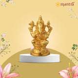 MANTRA DIVIT Pure Brass Made God Ganesh Idol (24K Gold Plated) (3.2” Height)