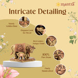 MANTRA DIVIT Pure Brass Made Gomatha Idol | Cow With Calf Vastu Statue (3.2” Height)