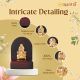 Mantra DIVIT | Pure Brass Made Shiradi Sai Baba Idol (24K Gold Plated) Seated on Wooden Base (3.6” Height)