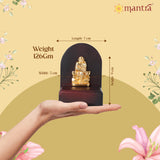 Mantra DIVIT | Pure Brass Made Shiradi Sai Baba Idol (24K Gold Plated) Seated on Wooden Base (3.6” Height)