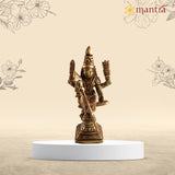 MANTRA DIVIT Lord Murugan Statue With Peacock | Pure Brass Made God Idol With Brass And Copper Antique Finish, Lord Murugan Idol For Home Decoration, Car Dashboard, Office Desks, Pooja Room, Gifting (4” Height)