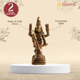 MANTRA DIVIT Lord Murugan Statue With Peacock | Pure Brass Made God Idol With Brass And Copper Antique Finish, Lord Murugan Idol For Home Decoration, Car Dashboard, Office Desks, Pooja Room, Gifting (4” Height)