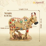 MANTRA DIVIT Gomatha Cow With Calf Vastu Statue | Pure brass Made Gomatha Idol, Gomatha Statue For Home Decoration, Pooja Room, Gifting (8” Height)