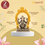 MANTRA DIVIT Pure Brass Made Valampuri Ganesha Idol (Silver And Gold Plated) (4” Height)