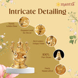 MANTRA DIVIT Laksmi Devi Idol | Pure Brass Made Lord Laxmi Murti (24K Gold Plated), Mahalakshmi God Idol for Home Decoration, Car Dashboard, Office Desks, Pooja Room, Gifting (Gold Plated 3.2")