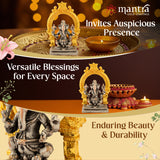 MANTRA DIVIT Pure Brass Made Valampuri Ganesha Idol (Silver And Gold Plated) (4” Height)
